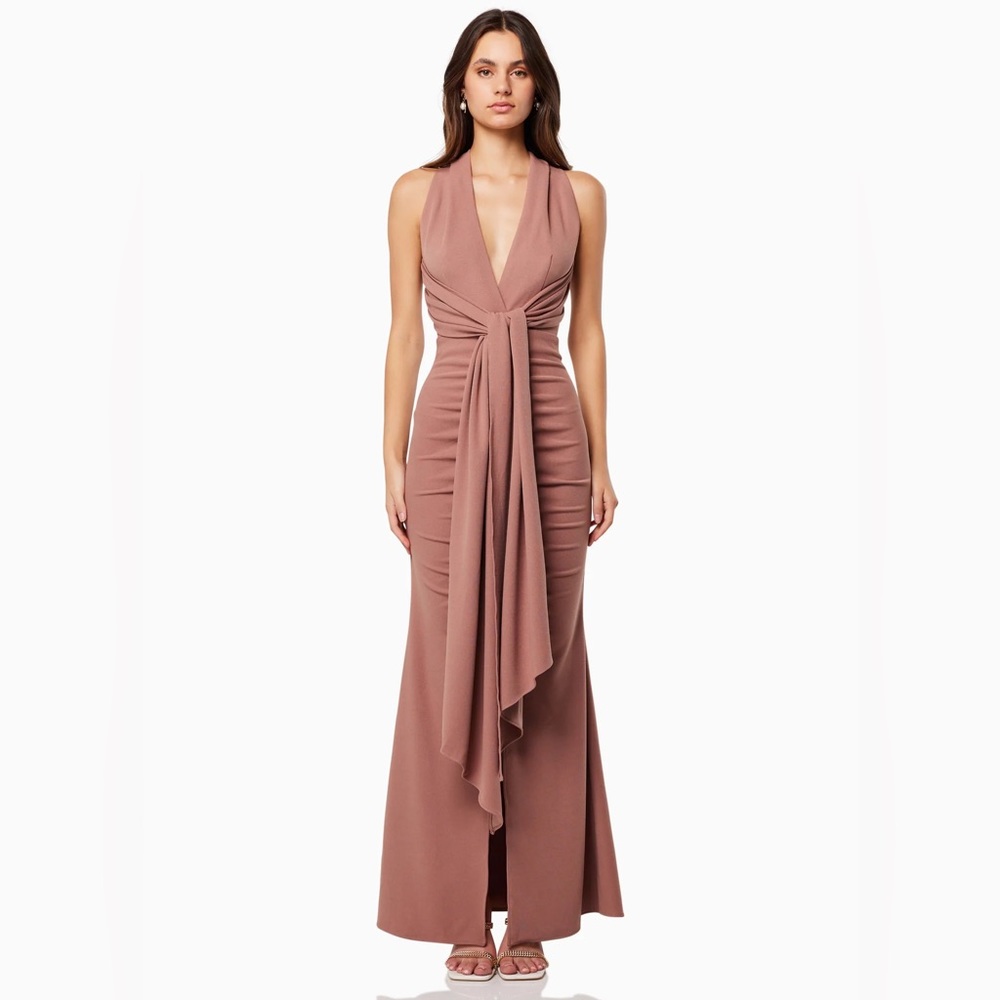 Elliatt Zephyrs Halterneck Gown in Tan, NWT, Small